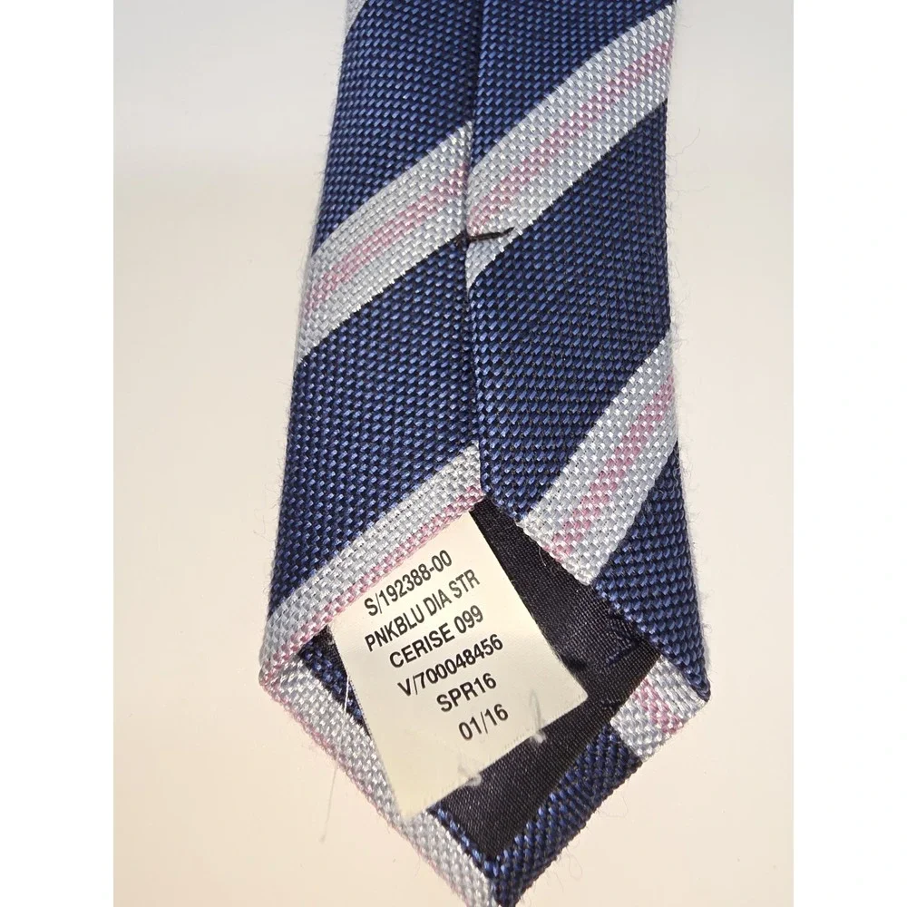 Banana Republic Men's Polyblend Necktie Designer Striped Blue Pink 57